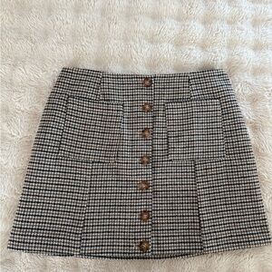 Joie Black and Cream Houndstooth Mini Skirt